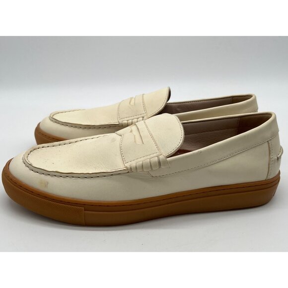 G.H. Bass Mens White Leather Penny Loafers With Gum Sole Size 8 - Picture 3 of 13